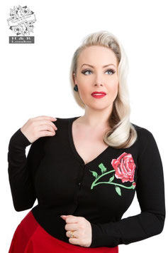 Rose Print Cardigan Black