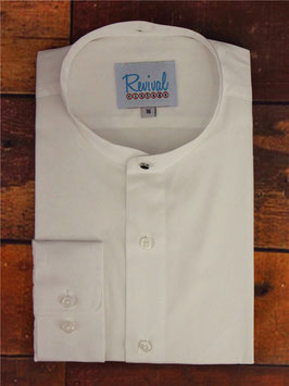 1940s Collarless Shirt, White