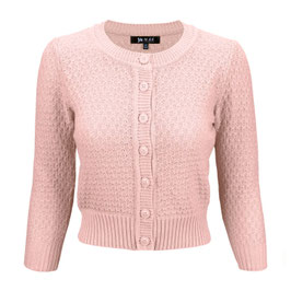 Women's Cute Pattern Cropped Daily Cardigan Sweater Vintage Inspired Pinup, Blush