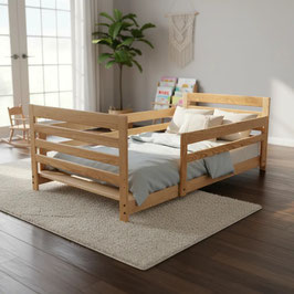 Cama Infantil Individual Venecia 70 cm Con Barandales Cera Transparente (#0810-CT)