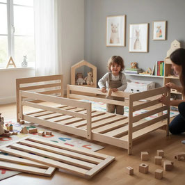 Cama Infantil Individual Venecia 70 cm Con Barandales Sin Pintar (#0810-SP)