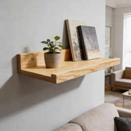Repisa Con Ceja 40 cm Madera de Pino Cera Transparente (#0727-CT)