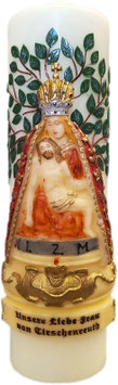 Votivkerze mit dem Wachsrelief Unserer Lieben Frau von Tirschenreuth Größe 250/70 mm
