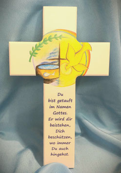 Kreuz mit Spruch zur Taufe