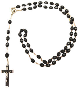 Rosenkranz schwarze Holzperle oval