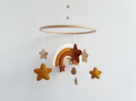 Unique sex neutral bed childrens room décor hanging musical felt gold star rainbow baby crib cellphone