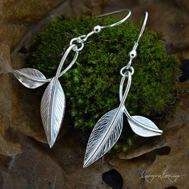 Two Engraved Leaves Earrings