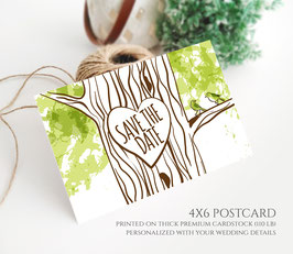 Forest wedding save the date postcards