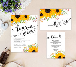 Sunflower Wedding Invitation kits # 12.3