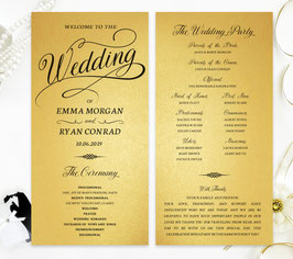 Gold paper wedding programs # 0.25