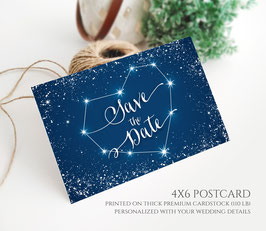 Starry night save the date postcards