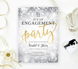 Silver Engagement Party Invitations