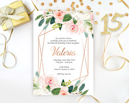 Rose Gold Quinceanera Invitations