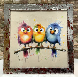 Bilderrahmen Bild "Three little Birds" 24x24 cm