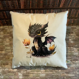 Kissen Drache kleiner schwarzer Drache