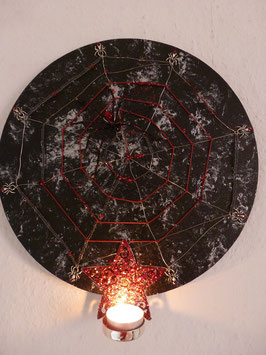 Dark Wave Leuchter Wanddeko Spinnennetz mit Teelichthalter