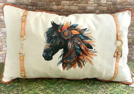 Kissen MystikPferd Boho schwarz