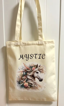Süße Canvastasche Mystic Pferd Blumen und Federn