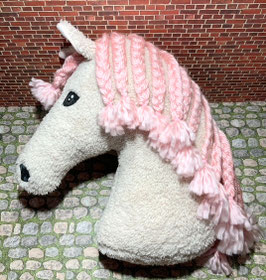 Pferdekopf Knuddelkissen rosé, rosafarbene Mähne