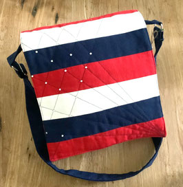 Crossbag Schultertasche Canvas Blau/Weiß/Rot