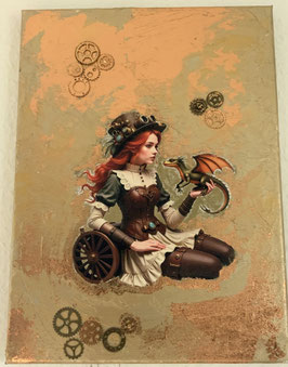 Leinwand Bild Steampunk "My little Dragon" Metallfolie 30x40 cm