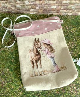 Schultertasche Cowgirl und Pferd