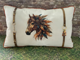Kissen MystikPferd Boho orange