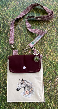 Kleine praktische Handytasche Knabstrupper mit Rose bordeaux