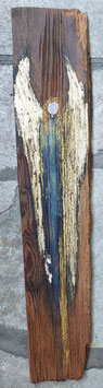 Schutzengel auf Altholz in Blau