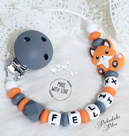 SILIKON Schnullerkette "Baby Fuchs" orange (weitere Farben auf Anfrage)