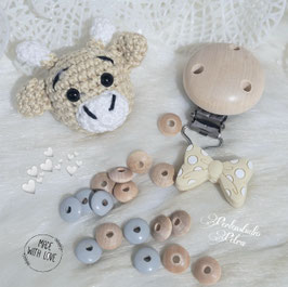 Schnullerkette " Giraffenbaby" (beige/grau)