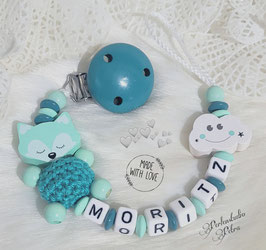 ! SALE ! Schnullerkette  " Magical Wolkerl" mint/petrol