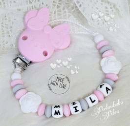 SILIKON Schnullerkette "Flower Maus "