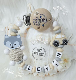 Schnullerkette "Flottes Auto" natur Kleiner Prinz/ Kleine Prinzessin