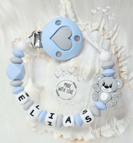 SILIKON Schnullerkette "Sweet Teddy" blue