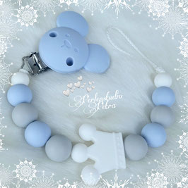 SILIKON Schnullerkette "Little Baby Mouse" blau
