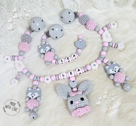 Kinderwagenkette Set "Häschen Fein" rosa