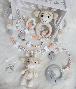 NEU!!! Kinderwagenkette Set "Mein süsses Giraffenbaby" pfirsich