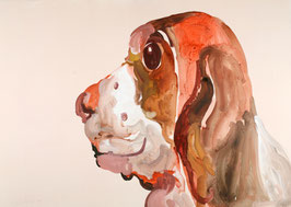Alois Mosbacher - Ohne Titel (Basset Hound), Original Kunst / artwork from 2000.