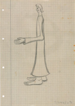 Hubert schmalix - Ohne Titel (Christus) Original Kunst / drawing