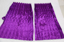 サイドカーテン プリーツ パープルサテン  巾100cm×丈80cm