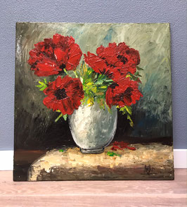 Schilderij met rode bloemen