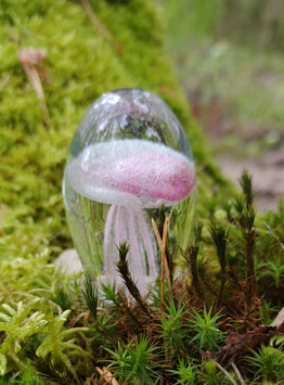 Méduse blanche et rose en pâte de verre