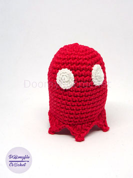 Peluche fantome rouge jeu video pacman en coton au crochet