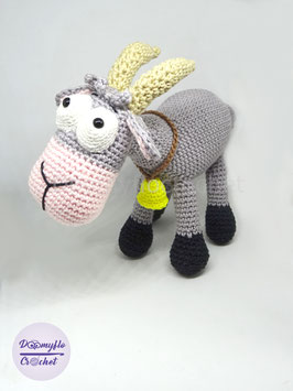 Plush crocheted grey goat