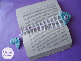 Bookmark blue fishbone cotton crochetmade