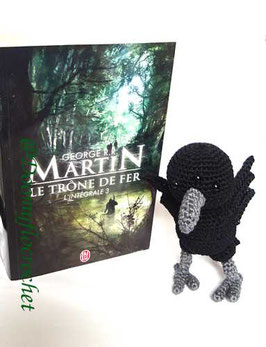 Corneille corbeau à 3 yeux inspirée du Trone de fer amigurumi  au crochet