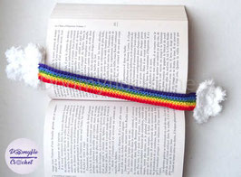 Bookmark Rainbow with white clouds crochet handmade