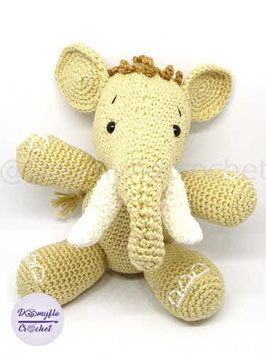 Elephant MASTODON peluche en coton au crochet, mascotte du réseau social
