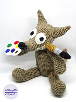 GIMP wolf dog WILBER handmade cotton crochet figurine